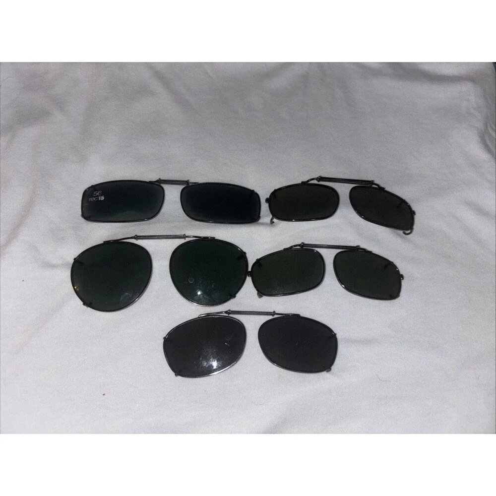 Lot Of 5 Vintage Clip On Wire Frames Sunglasses Clip-On Beach Outdoor Sports